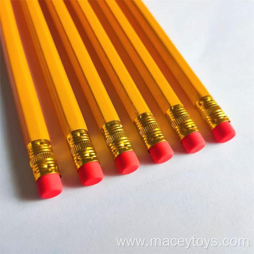 7 Wooden Printing HB Pencil With Rubber Tip